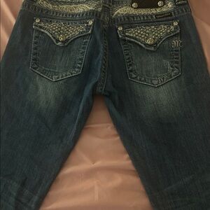 Miss Me Dark Blue Jeans with Embellished Pockets